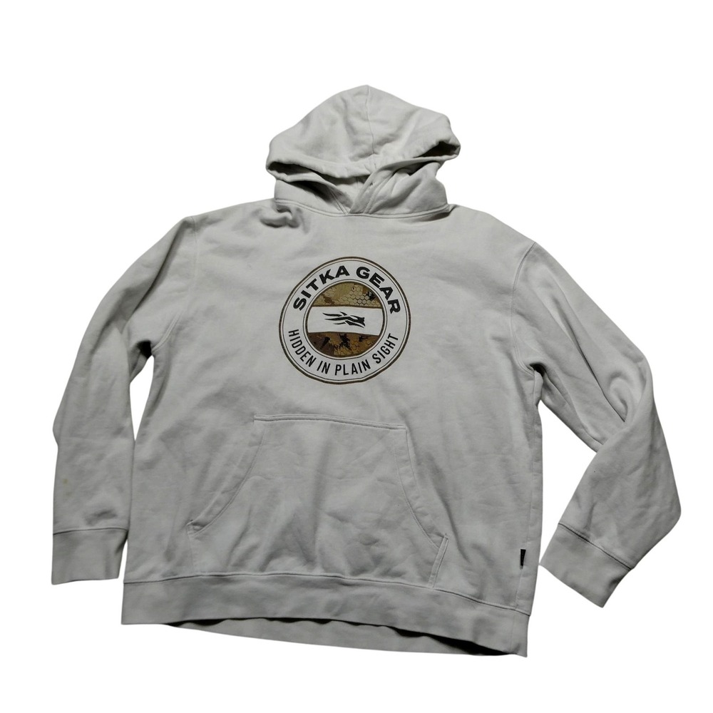 Sitka Gear Hoodie Sweatshirt Mens XL White Hidden In Plain Sight Logo Hunting